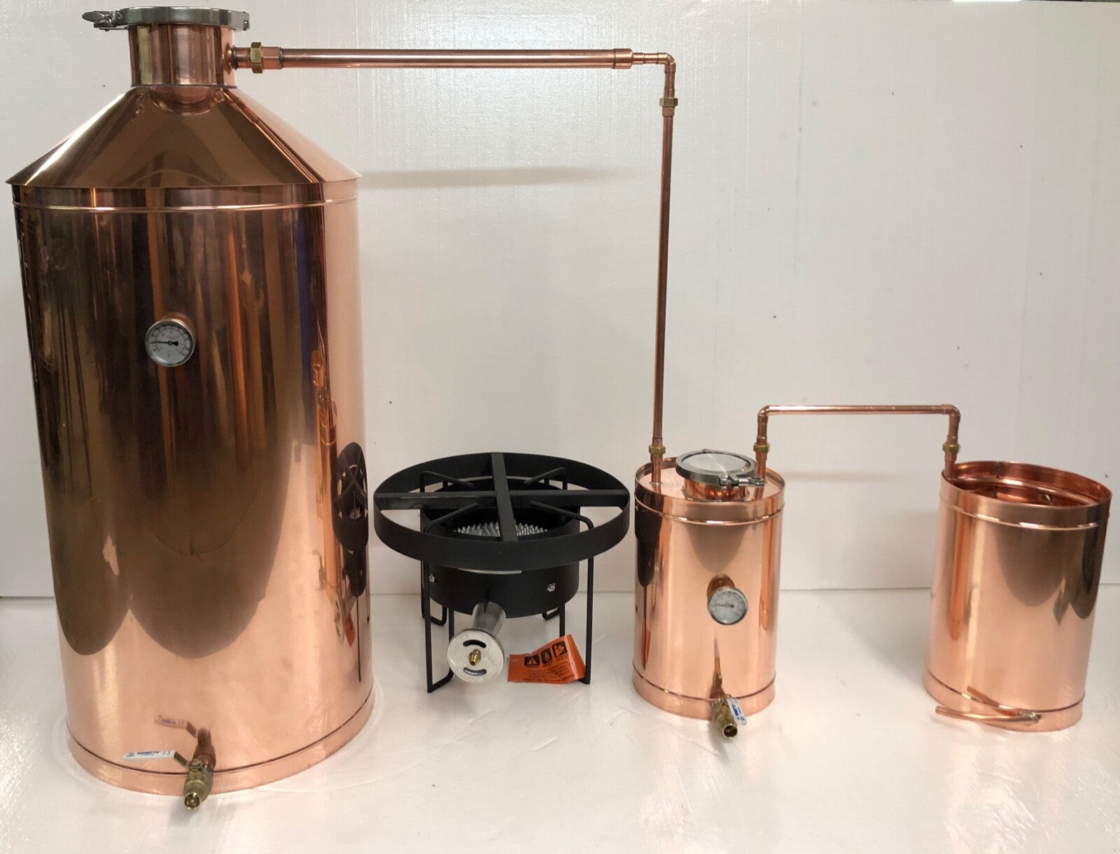 50 Gallon Copper Moonshine Still Propane Burner and Quick-Clamp Cap
