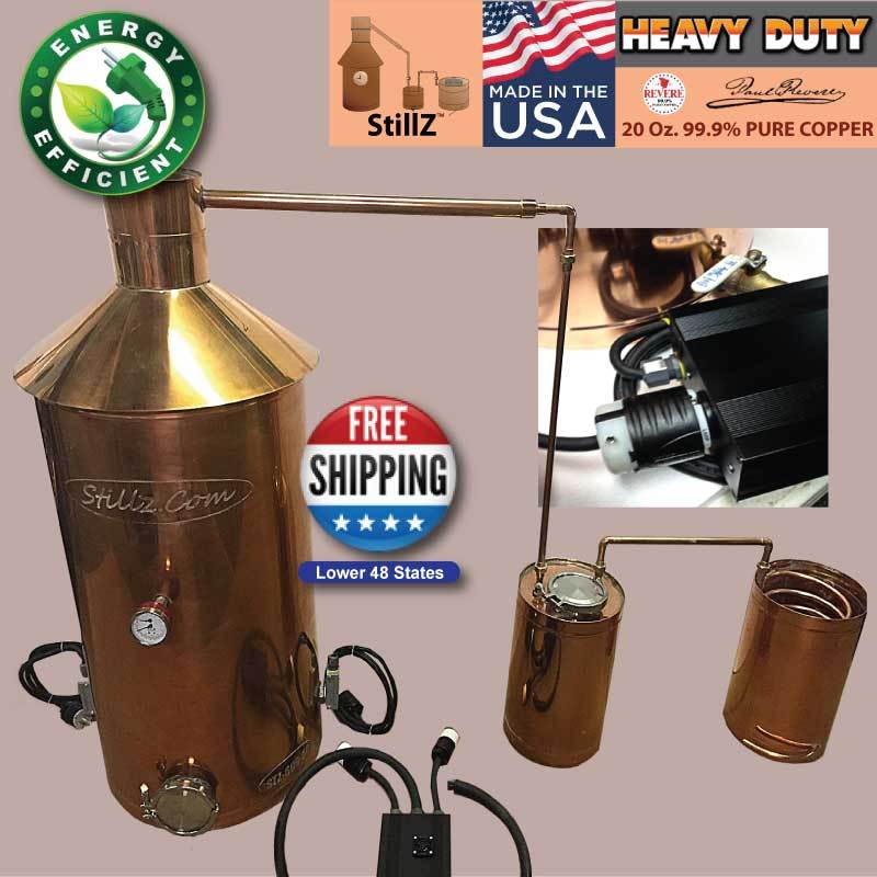 50 Gal Copper Electric Still 240 V, 2-5500W Elements Digital Controller